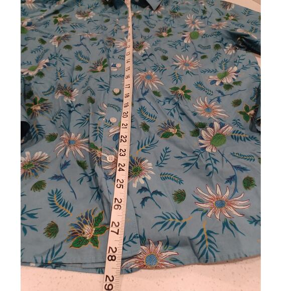 Beautiful LAND'S END Floral Women's button up long sleeve Blue Size 16 - Picture 3 of 4